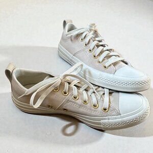 CONVERSE ALL STAR CHUCK TAYLOR MADISON OX CANVAS SNEAKERS BEIGE WHITE GOLD 7.5